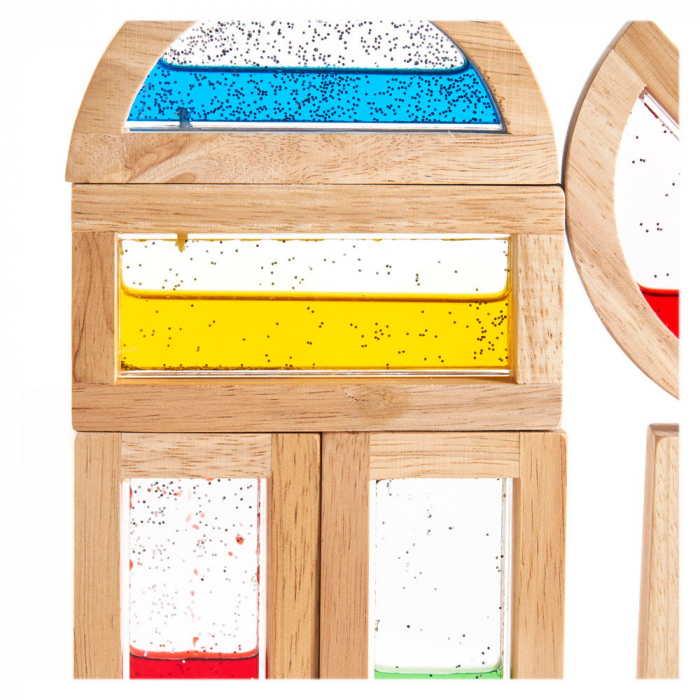 Rainbow Blocks, cu lichid colorat si sclipici, Guidecraft [3]