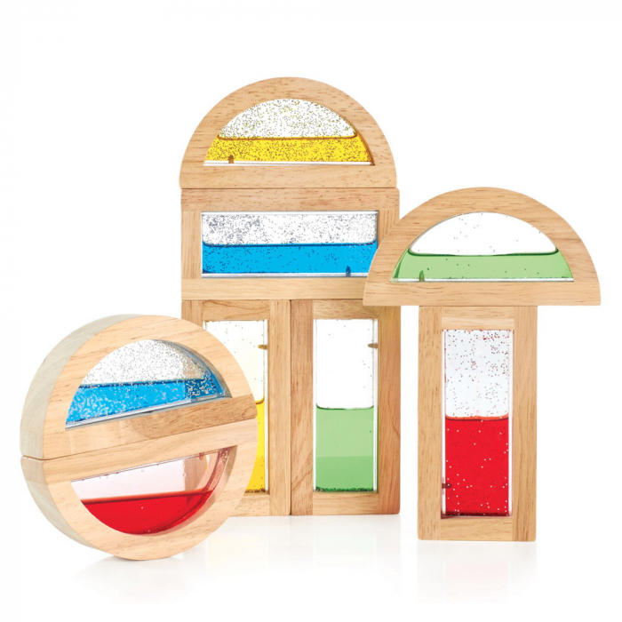 Rainbow Blocks, cu lichid colorat si sclipici, Guidecraft [4]