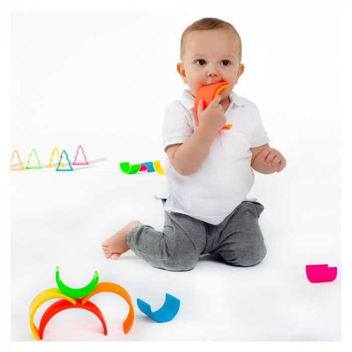 Rainbow, joc montessori de stivuire, 6 piese, neon [3]