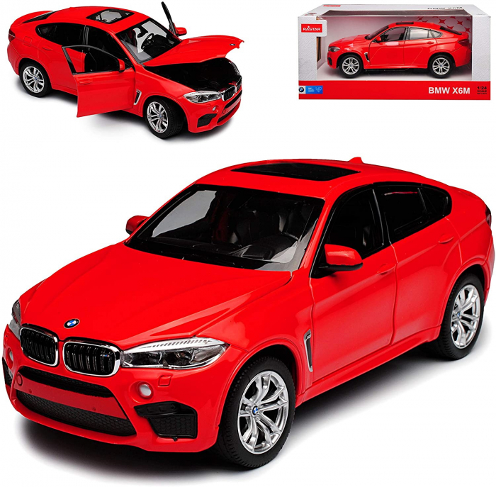 Mașinuță metalică BMW X6M roșie cu scara 1 la 24 [2]