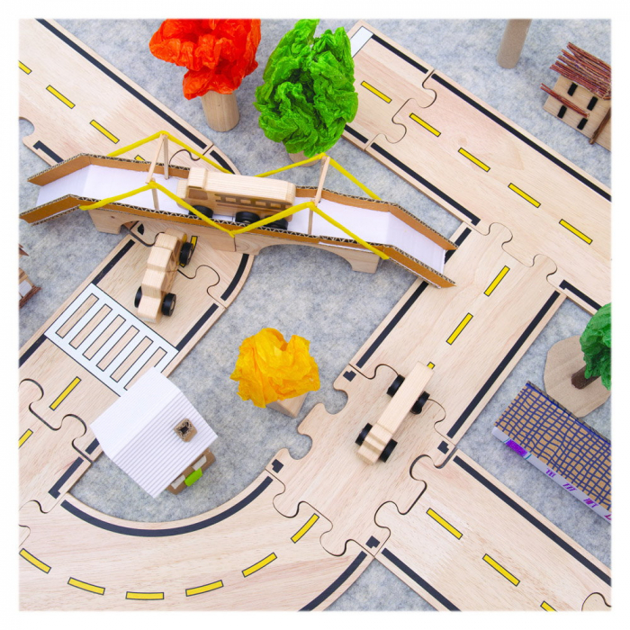 Roadway, traseu auto din lemn, 42 piese, Guidecraft [5]