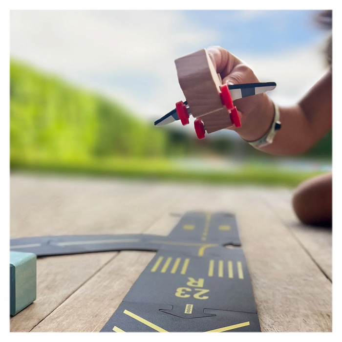 Runway, pista aeroport Waytoplay cu avion din lemn [4]
