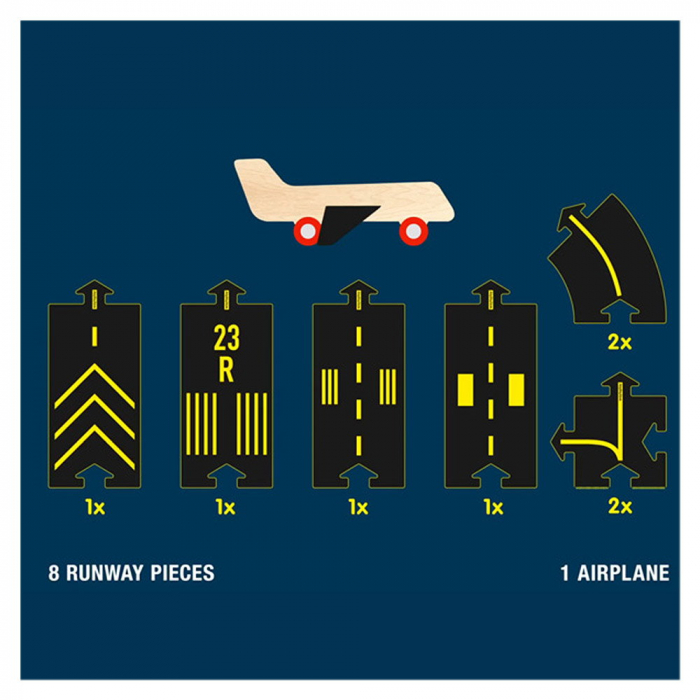 Runway, pista aeroport Waytoplay cu avion din lemn [5]