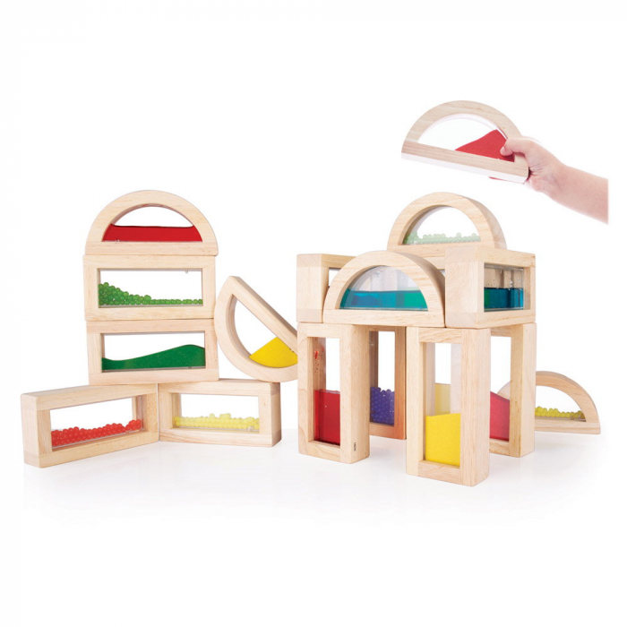 Sensory Rainbow Blocks, set complex cu 18 piese, Guidecraft [4]