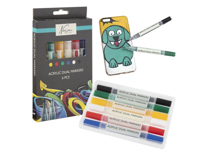 Set 6 markere acrilice, cu varf dublu, pentru toate suprafetele, Art Sensations, Nassau [4]