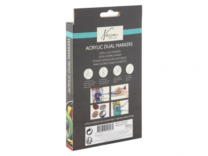 Set 6 markere acrilice, cu varf dublu, pentru toate suprafetele, Art Sensations, Nassau [2]