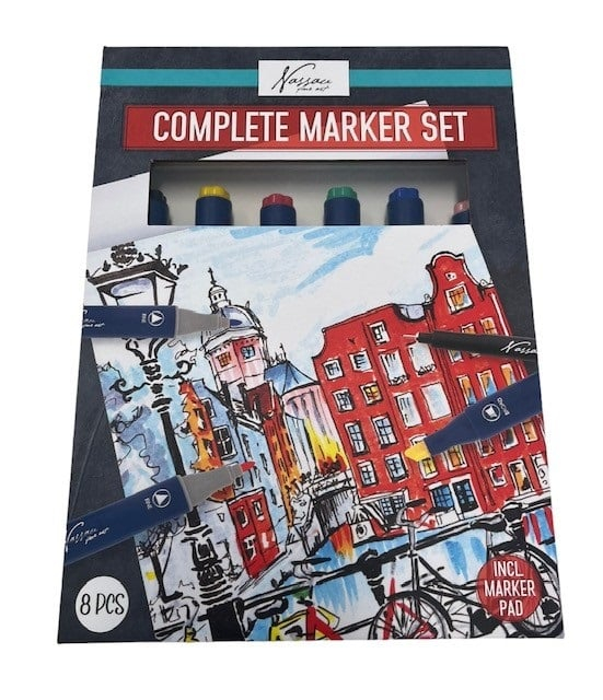 Set de desen, A5, cu 6 markere duble, Fine Art, Nassau [1]