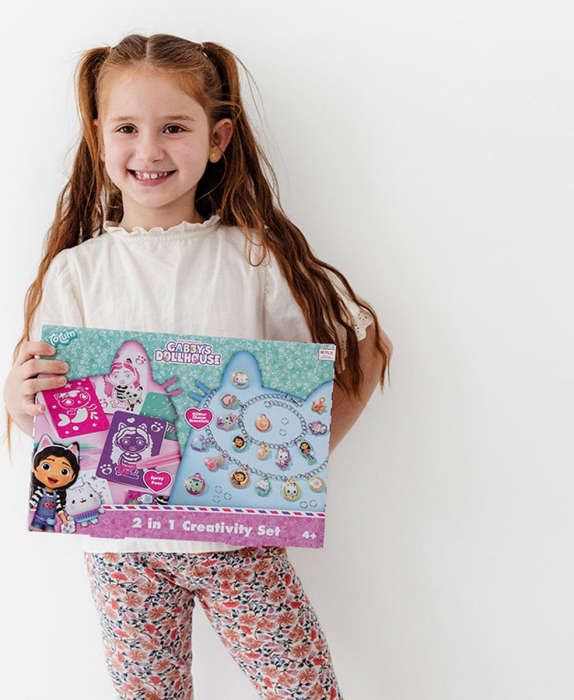 Set creativ 2 in 1, Bratari cu sclipici si carioci spray, Gabby's Dollhouse [5]