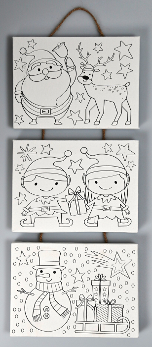 Set creativ 3 mini canvas, pe sfoara, tematica Craciun [2]