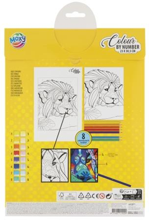 Set creativ, Coloreaza pe numere, A4, 8 creioane, leu, Moxy [2]