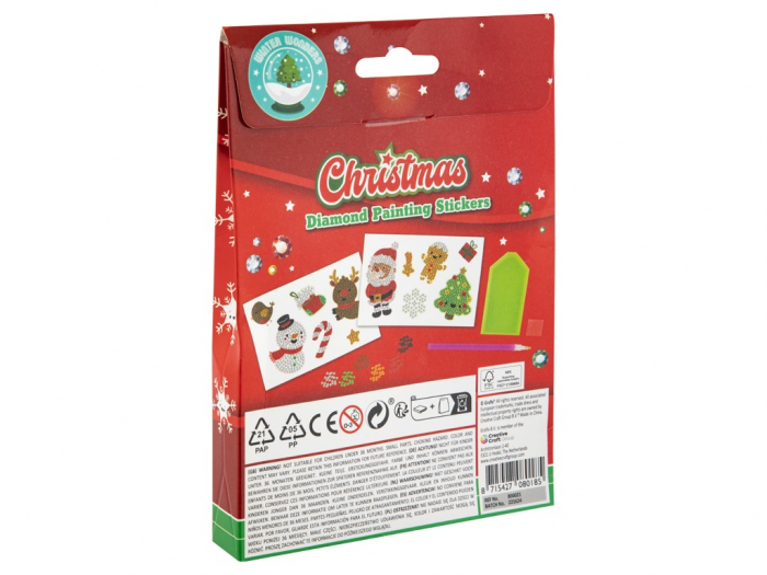 Set creativ cu tematica de Craciun, Creeaza 12 abtibilduri cu tehnica diamond paint  [2]