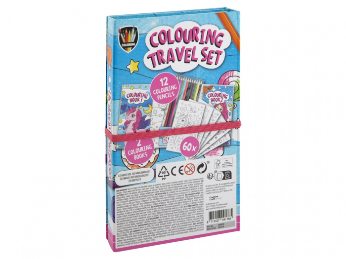 Set creativ de buzunar, 2 carti de colorat si creioane, unicorni si sirene, Grafix [2]