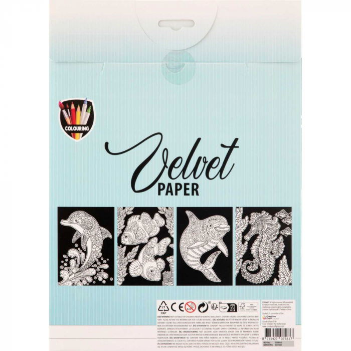 Set creativ de colorat pe fundal de catifea, Velvet Paper, ocean, planse catifelate, A7 [2]
