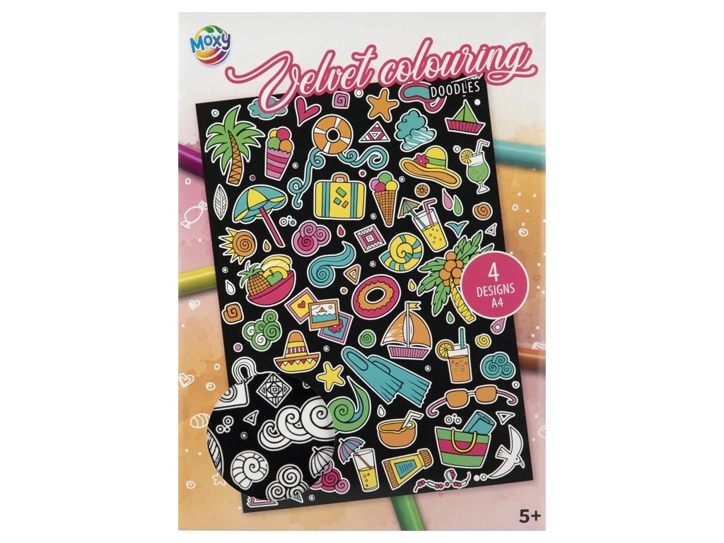Set creativ de colorat pe fundal de catifea, Velvet Paper, planse catifelate, A4 [1]