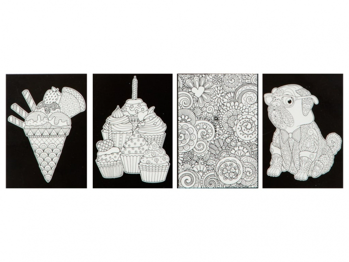 Set creativ de colorat pe fundal de catifea, Velvet Paper, prajituri, planse catifelate, A5 [4]
