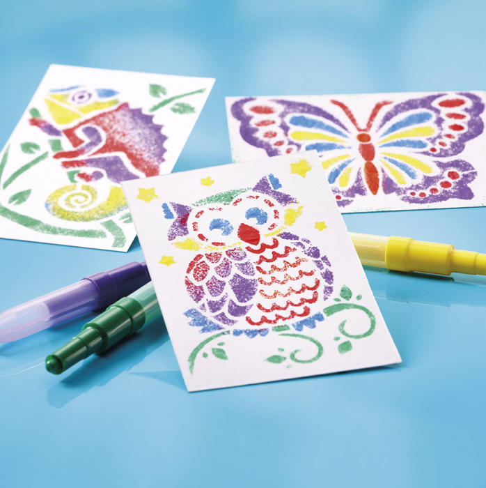 Set creativ de desenat cu sabloane si carioci spray [2]