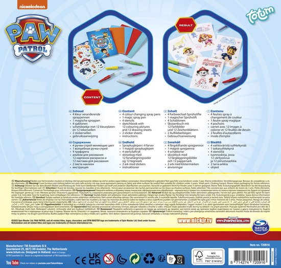 Set creativ de desenat cu sabloane si carioci spray cu Patrula Catelusilor, Paw Patrol [4]