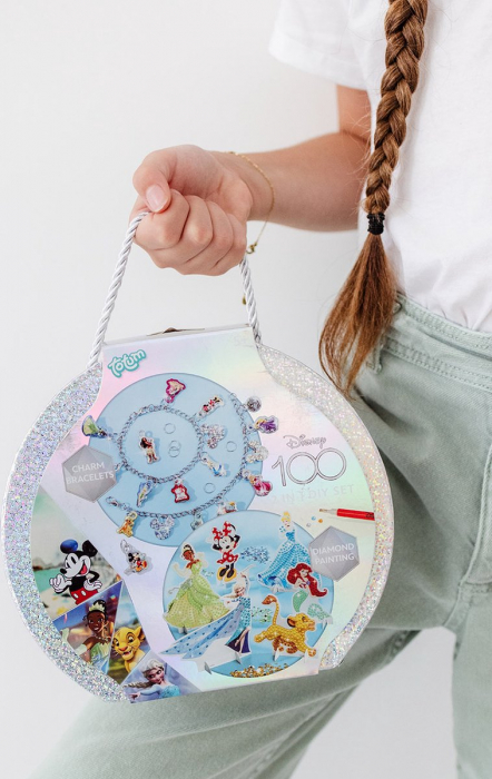 Set creativ Disney aniversar 100 ani, 2 in 1, pictura cu diamante si bratari cu pandantive moi [4]