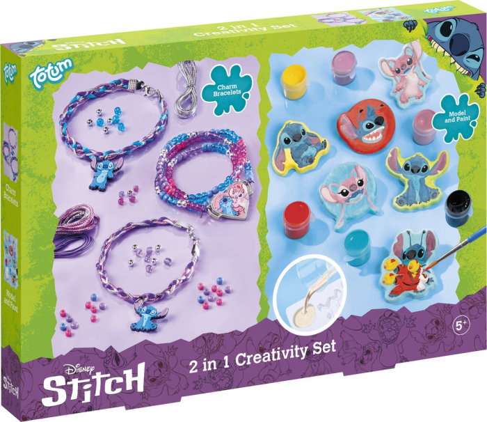 Set creativ DIY 2 în 1, Creeaza bratari si figurine din ipsos, Disney Lilo si Stitch [1]