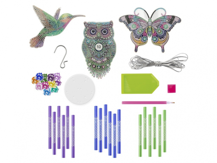 Set creativ DIY, Clopotei de vant, Diamond Painting, bufnita  [3]