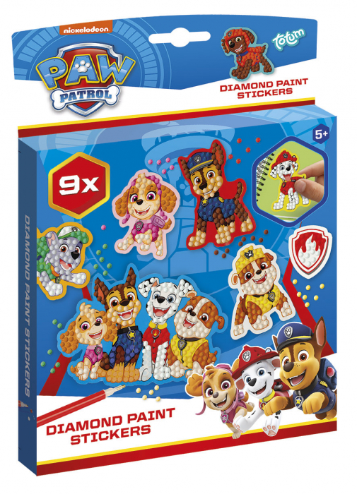 Set creativ DIY Creeaza abtibilduri cu diamond paint, Paw Patrol, Patrula Catelusilor, Totum [2]