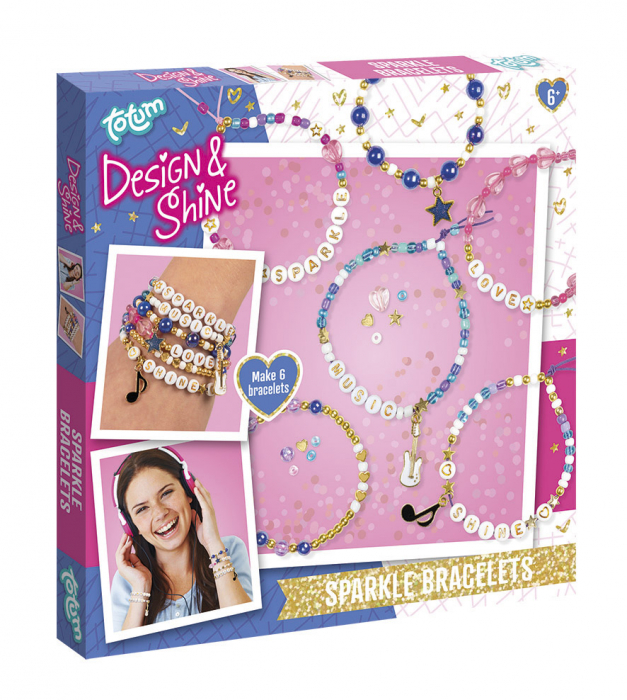 Set creativ DYI Bratari cu sclipici, Design and shine, Totum [2]