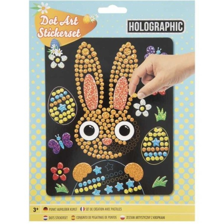 Set creativ Mozaic cu abtibilduri holografice, Dot Art, cu tematica Paste, pui [3]