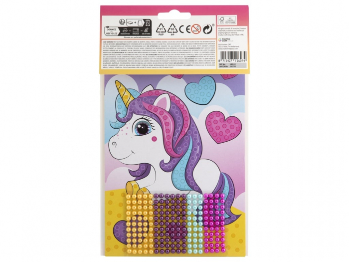 Set creativ, Mozaic cu margele Dezlipeste si lipeste, Bead Art, unicorn, A5 [2]