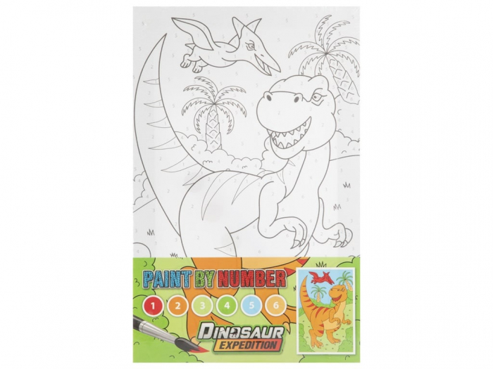 Set creativ Picteaza pe numere, canvas T-rex si vulcanul [1]