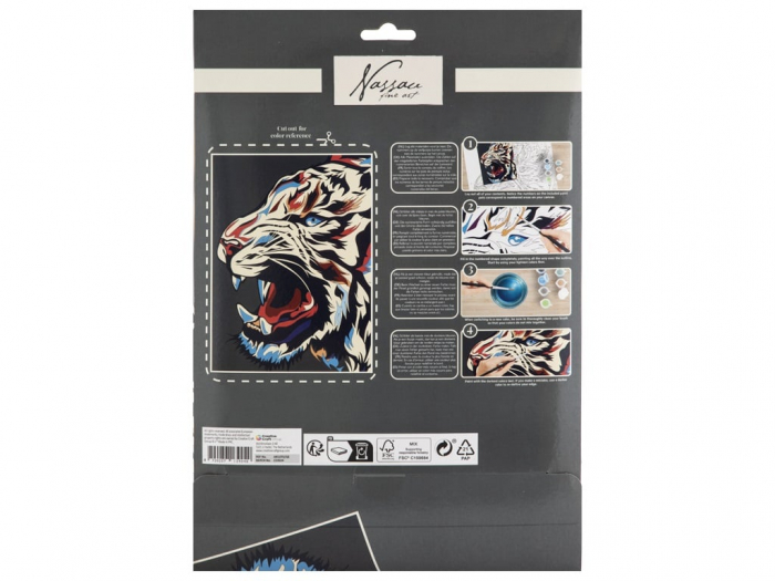 Set creativ, Pictura pe numere cu 9 culori acrilice incluse, model tigru, Nassau [2]