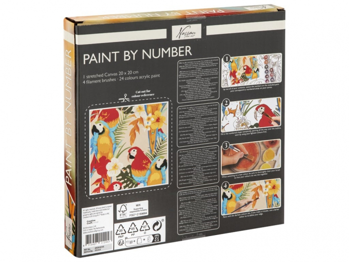 Set creativ, Pictura pe numere, canvas, Papagali, Fine Art, Nassau [2]