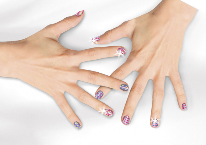 Set creativ 3 in 1, tatuaje cu sclipici, tatuaje cu sclipici pentru unghii si creioane pentru colorarea parului - Fashion Glamz [5]