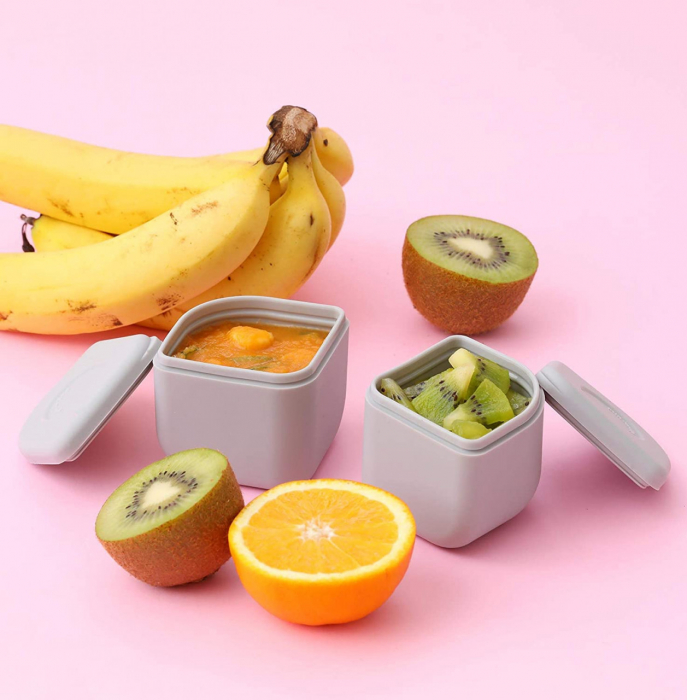 Set cutie cu 2 silipods pentru mancare bebelusi Miniware Grow bento, 3 piese, Keylime+Grey [3]