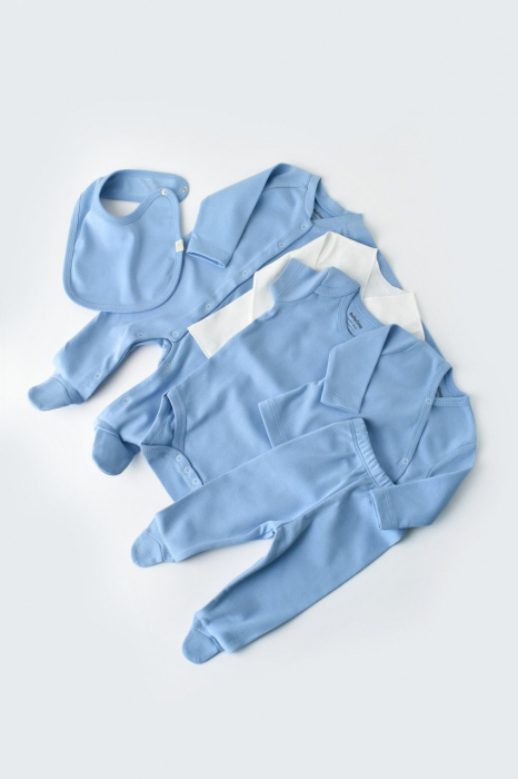 Set de 10 piese pentru nou nascut - 100% bumbac organic - Bleu, Baby Cosy [11]