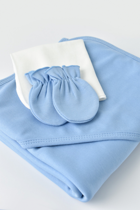 Set de 10 piese pentru nou nascut - 100% bumbac organic - Bleu, Baby Cosy [7]