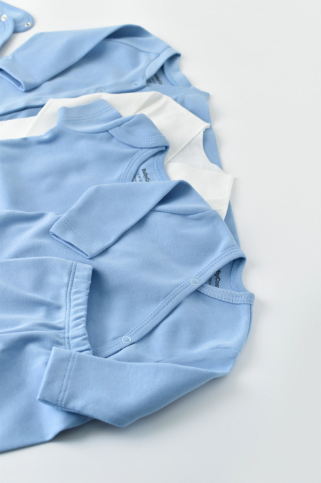 Set de 10 piese pentru nou nascut - 100% bumbac organic - Bleu, Baby Cosy [8]
