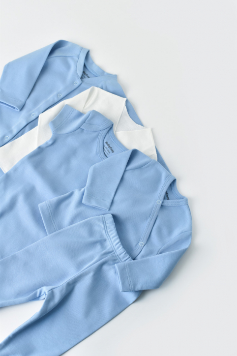 Set de 10 piese pentru nou nascut - 100% bumbac organic - Bleu, Baby Cosy [6]