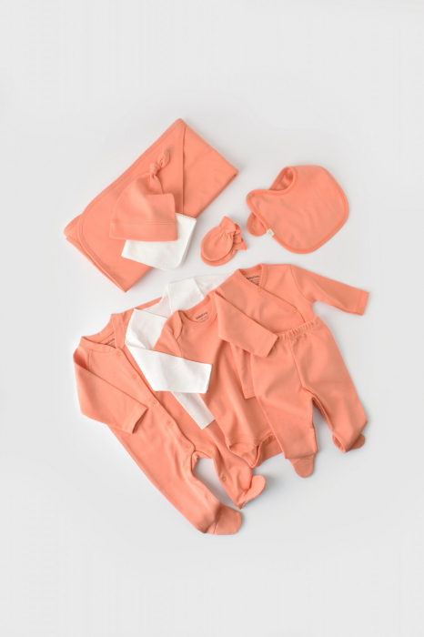 Set de 10 piese pentru nou nascut - 100% bumbac organic - Roz, Baby Cosy [4]