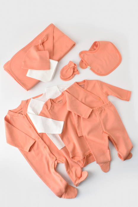 Set de 10 piese pentru nou nascut - 100% bumbac organic - Roz, Baby Cosy [6]