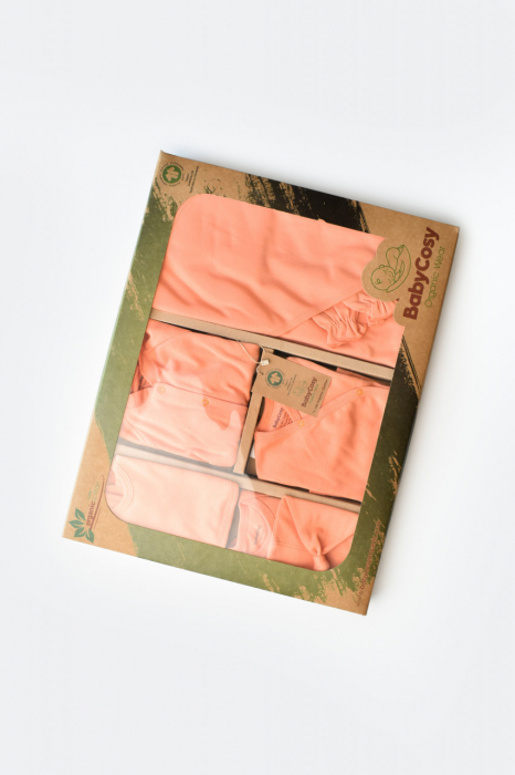 Set de 10 piese pentru nou nascut - 100% bumbac organic - Roz, Baby Cosy [2]