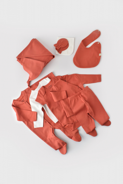 Set de 10 piese pentru nou nascut - 100% bumbac organic - Scortisoara, Baby Cosy [4]