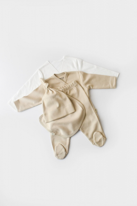 Set de 5 piese pentru nou nascut - 100% bumbac organic - Crem, Baby Cosy [9]