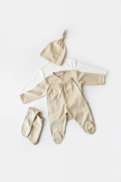 Set de 5 piese pentru nou nascut - 100% bumbac organic - Crem, Baby Cosy [11]