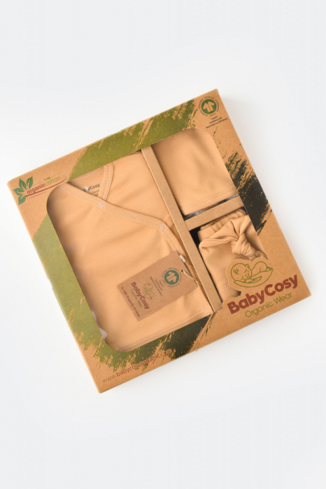 Set de 5 piese pentru nou nascut - 100% bumbac organic - Mustar, Baby Cosy [2]