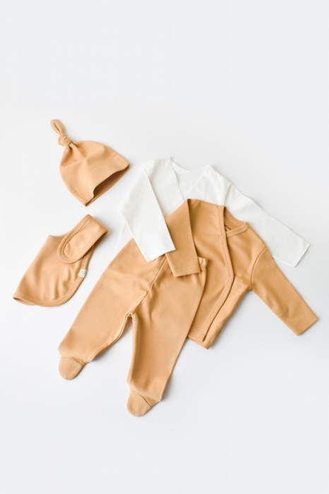 Set de 5 piese pentru nou nascut - 100% bumbac organic - Mustar, Baby Cosy [3]