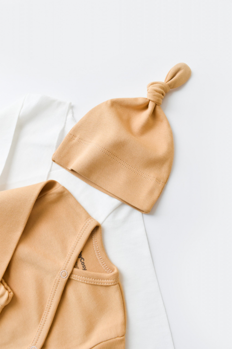 Set de 5 piese pentru nou nascut - 100% bumbac organic - Mustar, Baby Cosy [5]