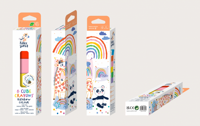 Set de 6 creioane cerate in forma de cub, Haku Yoka - culori curcubeu [3]