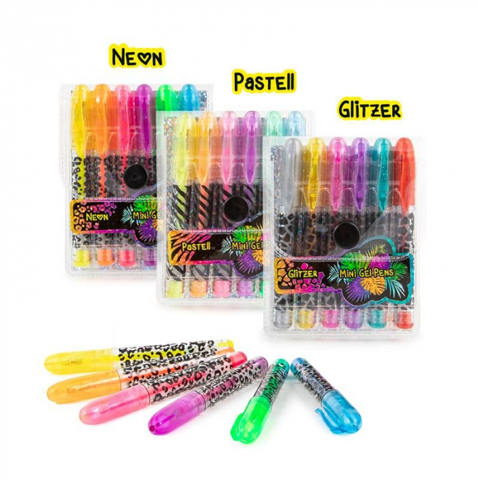 Set de 6 mini pixuri cu gel, Animal nightlife [1]