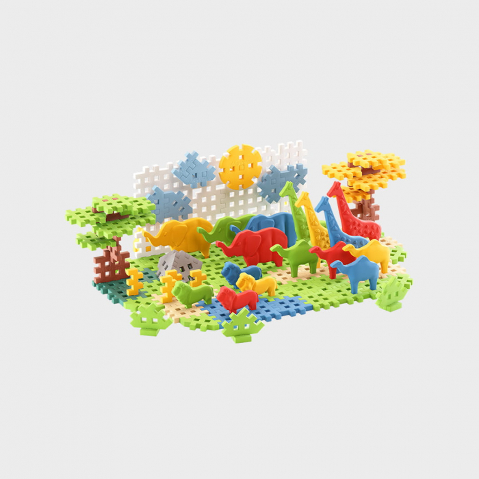 Set de constructie, Animale salbatice, Safari, 100 piese, Mini Waffles, Marioinex [2]