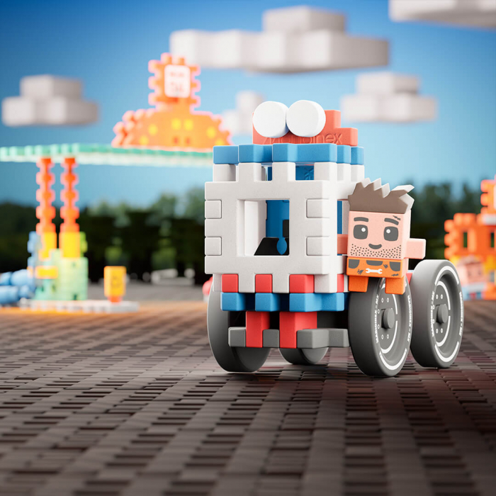 Set de constructie, Benzinaria, 148 piese, Mini Waffles, Marioinex [7]